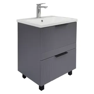 Тумба-умывальник Comforty Лима-60Н2 антрацит с раковиной Como 60