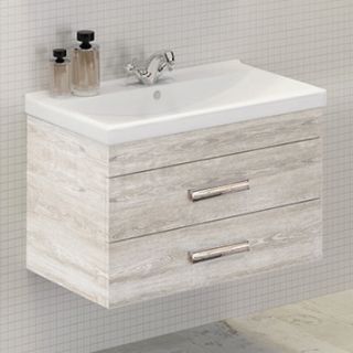 Comforty Тумба-умывальник "Никосия-80П" дуб белый с раковиной Fest 80 F01