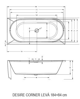 Акриловая ванна Riho Desire Corner Velvet Fall B088008220 L 184x84см с подсветкой заполнение через перелив чёрный матовый/белый матовый