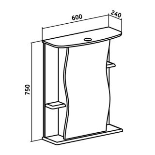 Зеркальный шкаф Runo правый Лилия 60 (00000000029)