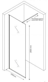 Душевая перегородка Berges Sky Black 100см чёрный матовый 064010