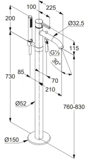Напольный смеситель для ванны Kludi Nova Fonte 385903915 чёрный матовый