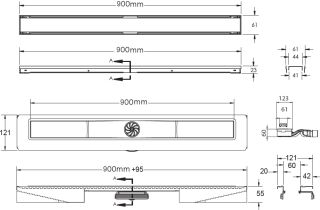 Душевой лоток Berges Wasserhaus B1 Keramik 090120 90 Матовый хром