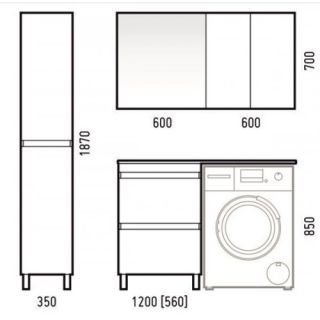 Тумба под раковину для стиральной машины Corozo Альтаир 120 белый SD-00000500