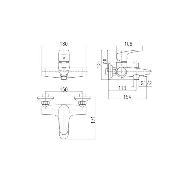 Смеситель для ванны Rav Slezak Amur AM754.5 Хром