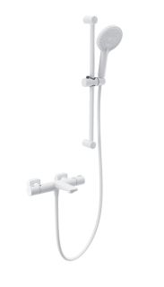 Смеситель для ванны с душевым гарнитуром Wonzon & Woghand WW-C2021-A-MW с термостатом белый матовый