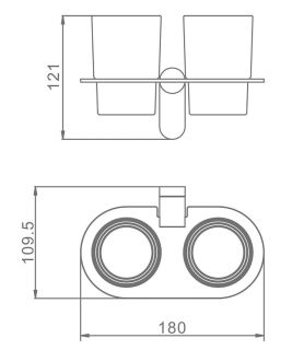 Стакан для ванной комнаты Raglo R300.08.06 двойной чёрный