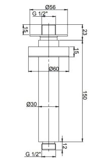 Потолочный кронштейн для верхнего душа Paini 50PZ744T615BI 15см чёрный матовый