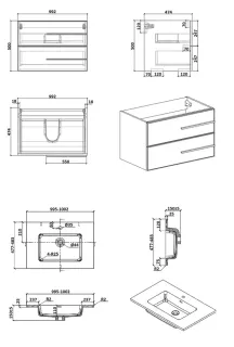 Подвесная тумба с раковиной Parly Spa Bella100 белый глянцевый