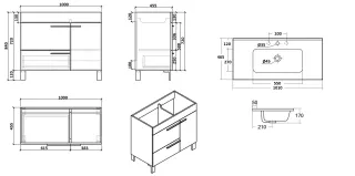 Напольная тумба с раковиной Parly Spa Gill100 цементно-серый