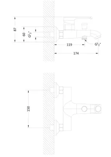 Набор смесителей Boch Mann IDA B BM10430 для раковины для ванны и штанга чёрный