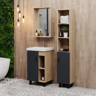 Напольная тумба под раковину Onika Тимбер 105035 50см серый матовый/дуб сонома