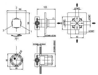 Встраиваемый дивертор Paini Grazia 21CR471 на три выхода хром