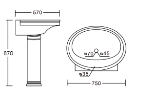 Раковина CeramaLux 2061 белая 75 см