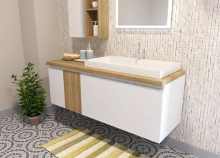 Подвесная тумба Эстет Malibu ФР-00007123 П 140см два ящика со вставкой массив белый