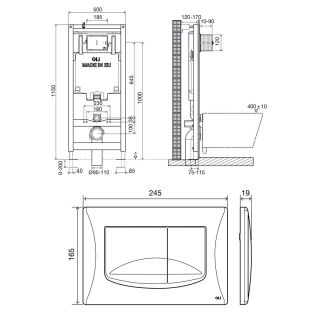 Инсталляция OLI 80 (0500/1150/0120), мех. + Панель слива RIVER, хром глянец, OLI