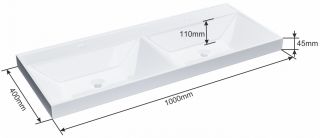 Двойная раковина на тумбу СанТа Юпитер 100 см белый