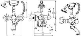 Смеситель для ванны Boheme Tradizionale Oro золото 283