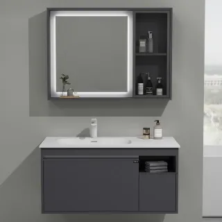 Тумба с раковиной Black&White Universe 9101000 100 см серый матовый