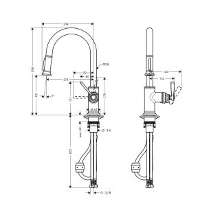Смеситель для кухни Hansgrohe Montreux 16581140 шлифованная бронза