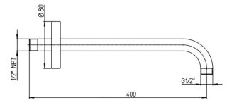 Кронштейн для верхнего душа Paini 50CR745T140BI 40см хром