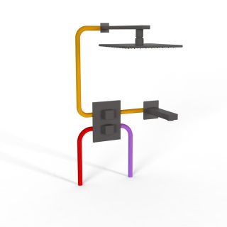 Душевой комплект Paini Grazia 21PZSET26911THBATHHEAD с термостатом чёрный матовый