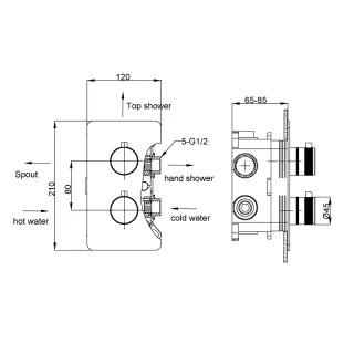 Встраиваемый смеситель для душа Boheme Cell 134-3-G 3-х проходной термостатический золото