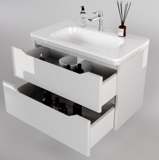 Тумба под раковину Style Line Марелла 80 Люкс Plus СС-00002411 белый глянец