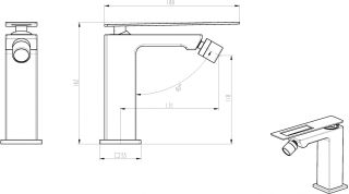 Смеситель для биде Boheme Q чёрный/синий 146-BUW