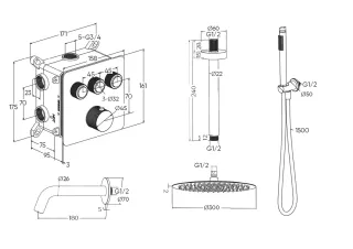 Душевой комплект Milleau Tissage TERMO 3SBIT/802-CR хром