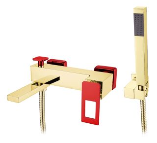 Смеситель для ванны Boheme Q золото/красный 143-GR