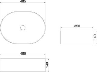 Раковина накладная SantiLine SL-1084 48см белый