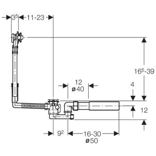 Слив-перелив Geberit 150.520.21.1 (новый 150.518.21.1) полуавтомат