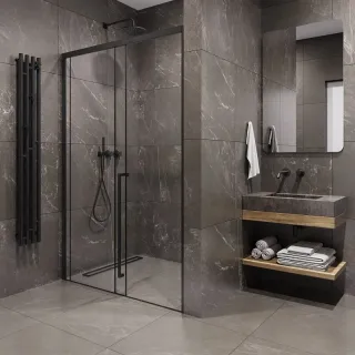 Душевая дверь в нишу Timo T58R 140 см правая чёрный