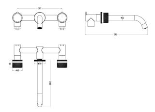 Встраиваемый смеситель для раковины Boheme Stick Touch 152-2-GM.2 оружейная сталь