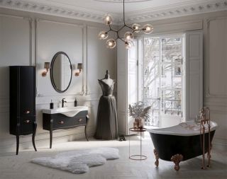 Пенал напольный Clarberg Borgia BOR0548BLK 48x182см чёрный/патина медь