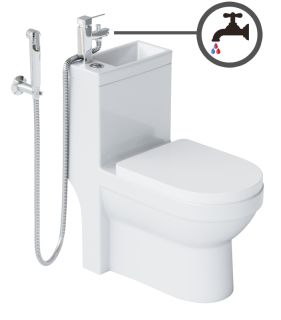 Комбоунитаз Laguraty 8074 A с раковиной функцией биде гигиеническим душем и смесителем белый