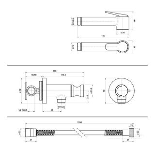 Гигиенический душ Bossini Paloma Brass E37005.095 никель