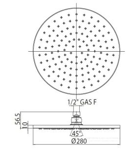 Верхний душ Bossini Cosmo I00596.073 28 см чёрный матовый