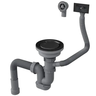 Сифон для одночашевой кухонной мойки с выпуском Reflexion Arno RX3001BL оружейная сталь