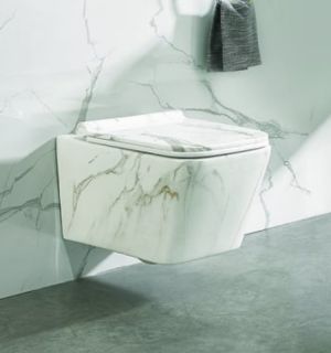 Унитаз подвесной SantiLine SL-5007MRB безободковый серый мрамор