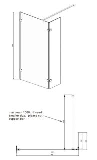 Душевая перегородка Ambassador Walk-in 15031105 90см хром/прозрачное