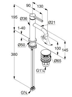 Смеситель для раковины Kludi Nova Fonte Pura 20288N115 брашированная бронза