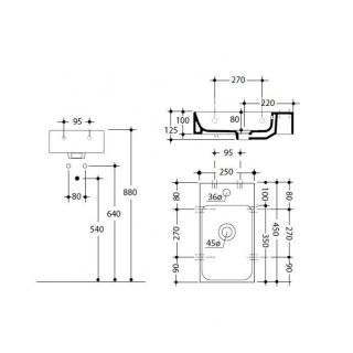 Раковина Kerasan Cento 353701C*1 Белая 27 см