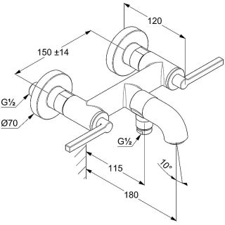 Смеситель для ванны и душа Kludi Nova Fonte Puristic чёрный матовый 205403915
