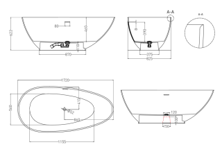 Ванна из искусственного камня Salini Paola S-Stone 101512SM 172x82см белый матовый