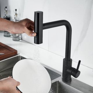 Смеситель для кухни Shevanik S263H с мультифункциональным изливом чёрный