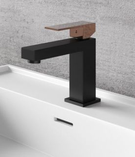 Смеситель для раковины NT Bagno Adigo BG NT9001BG чёрный/розовое золото