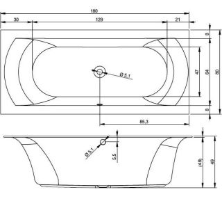 Акриловая ванна Riho Linares Velvet B142001105 180х80см белый матовый