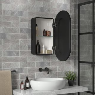 Зеркало-шкаф Reflexion Black 45 RF2003BL с  подсветкой 45х85